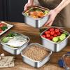 Коробка для хранения свежих продуктов из нержавеющей стали Квадратная с крышкой Контейнер для еды Утолщенный Большой вместимости Ланч-бокс Индукционная плита