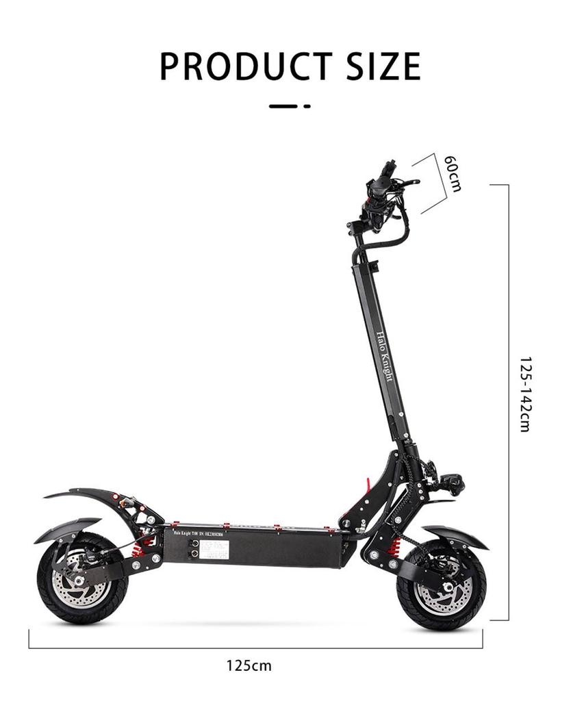 Halo Knight T108 Electric Scooter 10 Inch Road Tires 1000W*2 Motor 65km/h Max Speed 52V 28.8Ah Battery 60km Max Range
