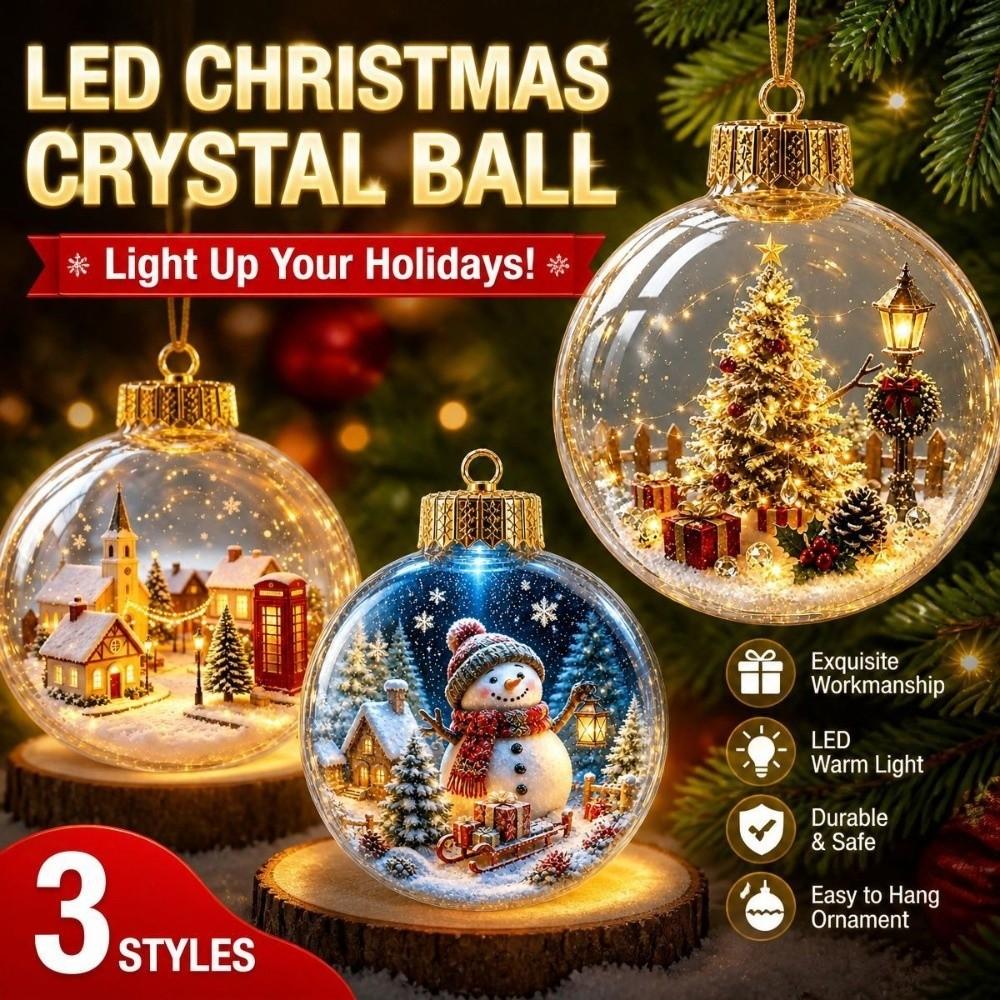 Acrylic Clear Christmas Bauble Hanging LED Lighted Christmas Spherical Pendant Christmas Tree