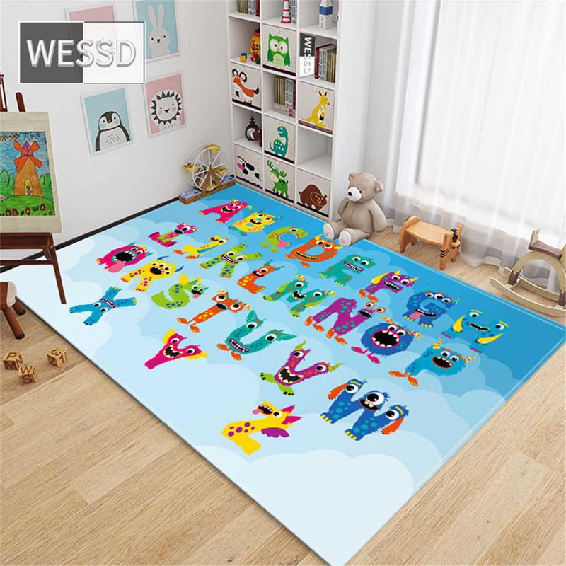Мультфильм Буква Номер Животное Головоломка Игровой Коврик Симпатичные Детские Коврики Спальня Большой Ковер Мягкий