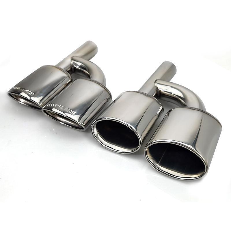 Stainless Steel H-Type Muffler Tip for Mercedes-AMG W204 C-Class Quad Exhaust.