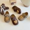 2024 Children Leather Casual Shoes for Girls Autumn New Fashion Korean Style Soft Bottom Cute Bear Anti-slippery Simple Flats