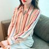 2025 Autumn Striped Slimming Versatile French Retro Women's Shirt