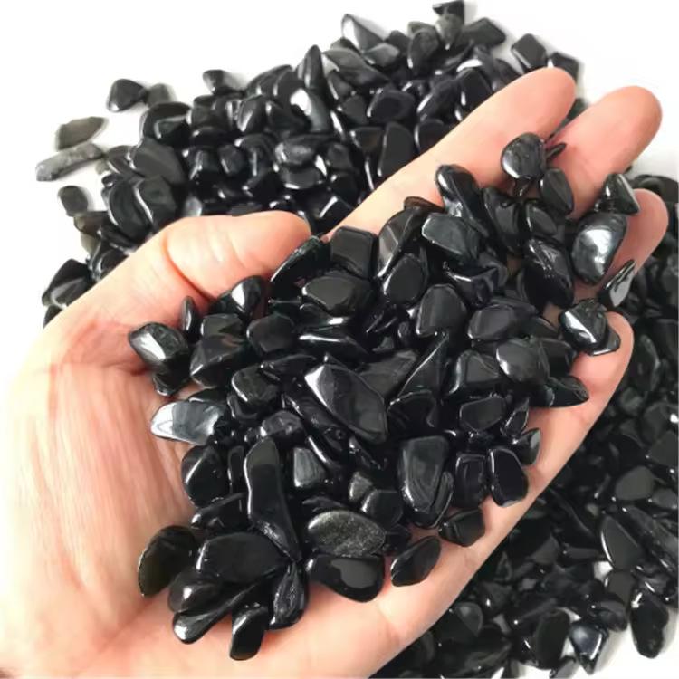 Natural Black Obsidian Crushed Stone for Purifying & Demagnetizing - Ideal for Fish Tanks, Bonsai, and Decor.
