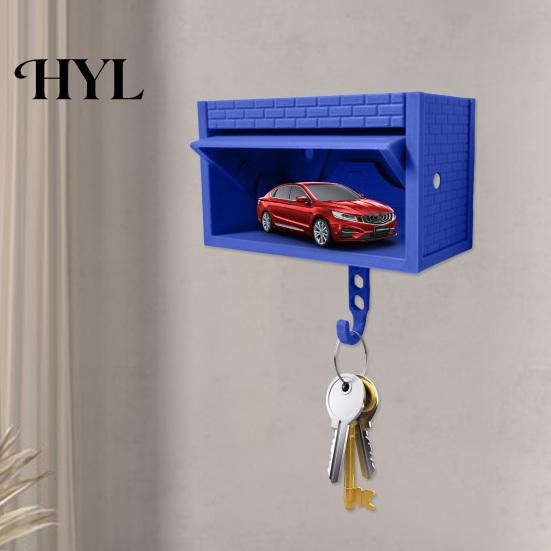 No Drill Installation Key Hook Car Garage Holder with Opening Door Adhesive Home Decor Clip Wall-Mounted Organizer Dual-purpose Decorative for Office