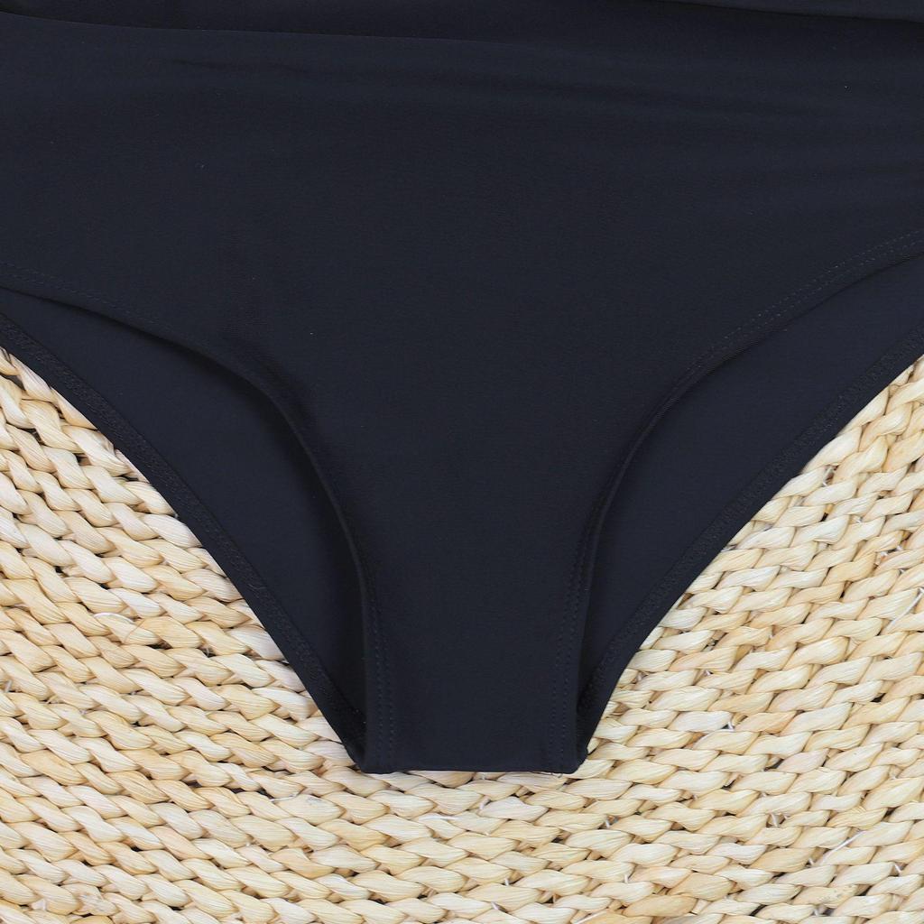 Женский купальник бандо большого размера 2024 однотонный со съемными бретелями - Сексуальный, со сборками, слитный