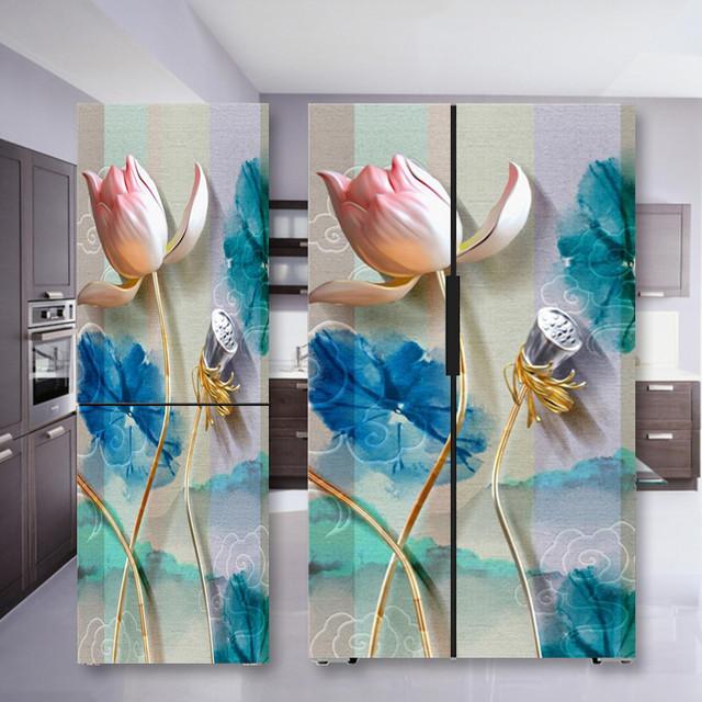 Наклейка на холодильник с кофе, дверная крышка, ПВХ, обои на холодильник, виниловая самоклеящаяся съемная наклейка на стену для замораживания, домашний декор