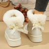 Fashion Winter Cozy Faux Wool Snow Boots for Women Thick Sole Fur Cotton Padded Shoes Woman Bowknot Decor Plush Platform Ankle Booties