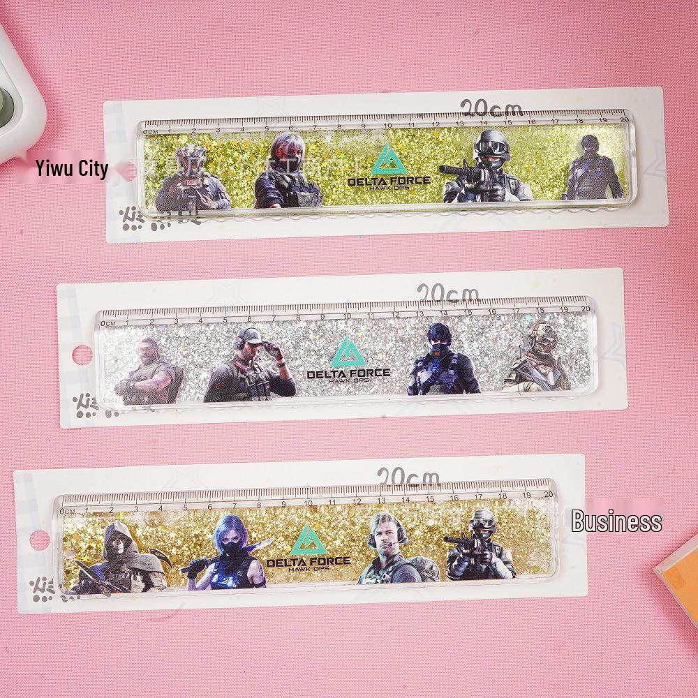 Delta Action Quick Sand Cartoon Ruler - Cute 20cm Straight Ruler for Kids and Students