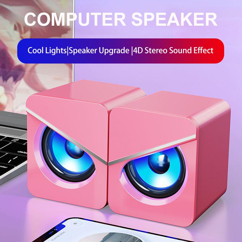 Премиум-динамики Alice для компьютера — двойные динамики с источником питания USB и светодиодной подсветкой, идеально подходят для игр и музыки