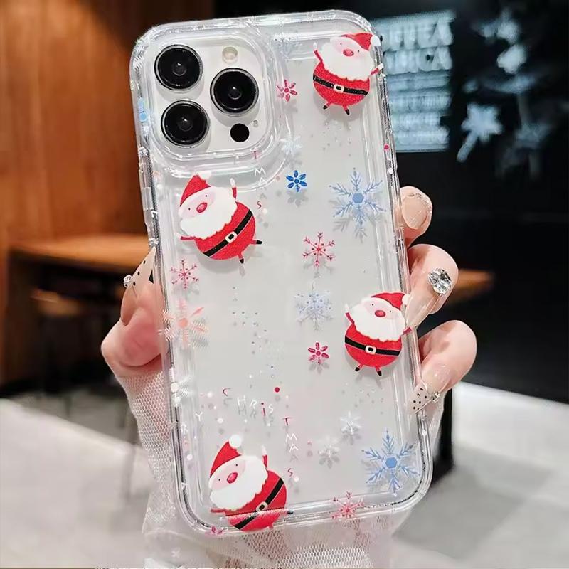 Милый Чехол для Телефона с Дизайном Снежинки и Рождественской Елки для iPhone 17 16 15 14 13 12 11 PRO MAX AIR 7 8 PLUS X XS XR Y2K Прозрачный Чехол