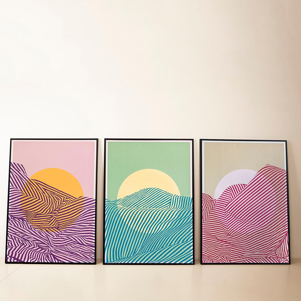 Абстрактная Пейзажная Живопись На Холсте Настенное Искусство Постеры и Принты Солнечные Горы Современные Скандинавские Картины для Украшения Гостиной