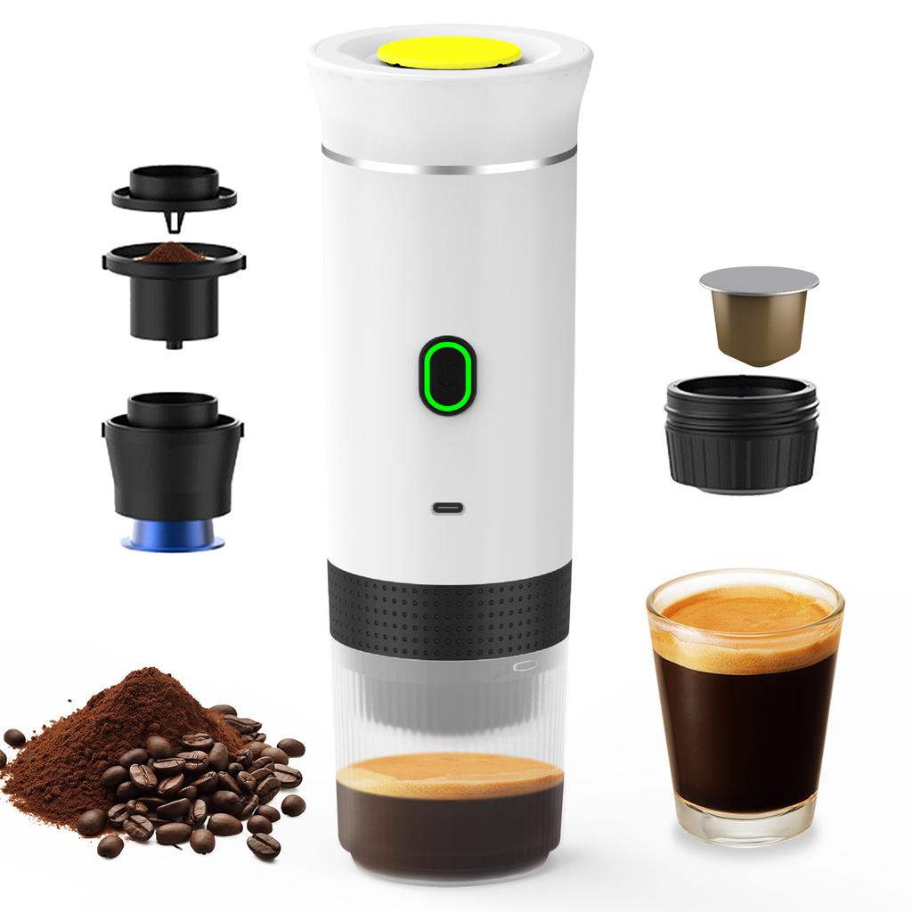 Portable Coffee Machine for Car Home Travel 3 in 1 Cordless Electric Coffee Maker Work With Capsule and Ground Coffee