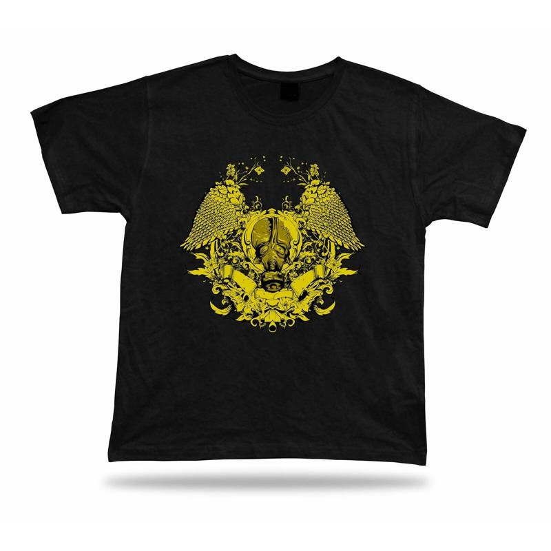 Yellow Gas Mask Wings Floral vector stylish modern t shirt tee idea design