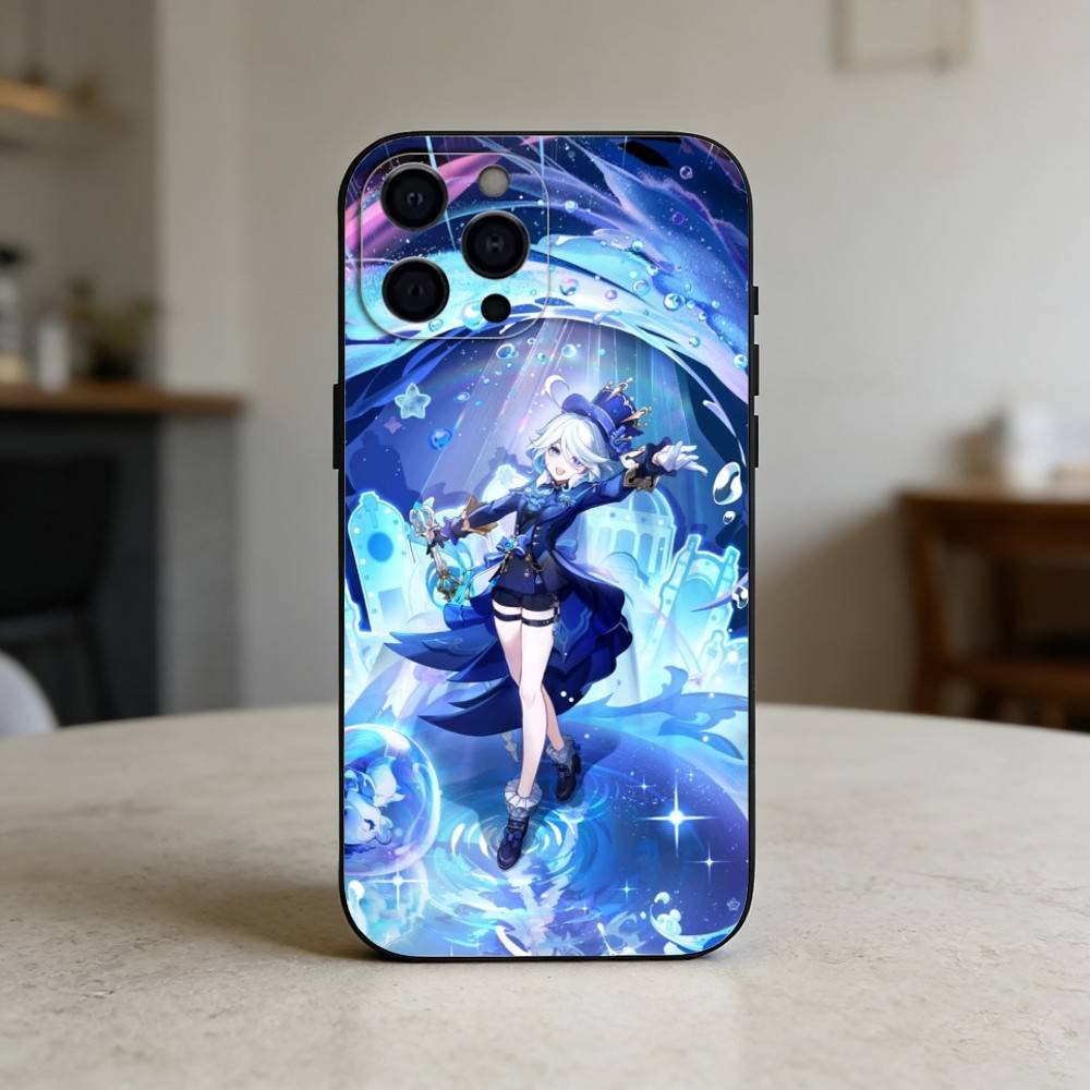 G-Genshin Impact F-Furina Чехол для телефона Для iPhone 17,16,15,14,13,12,11 Plus,Pro Max,SE4 Мягкий силиконовый Черный чехол