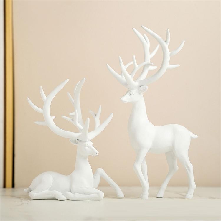Resin Elk Figurines Reindeer Sculpture With Fine Detailing Resin Deer Statue For Upscales Home And Office Accent