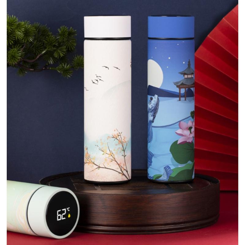 Креативный светодиодный дисплей температуры, вакуумная фляга из нержавеющей стали, 500 мл