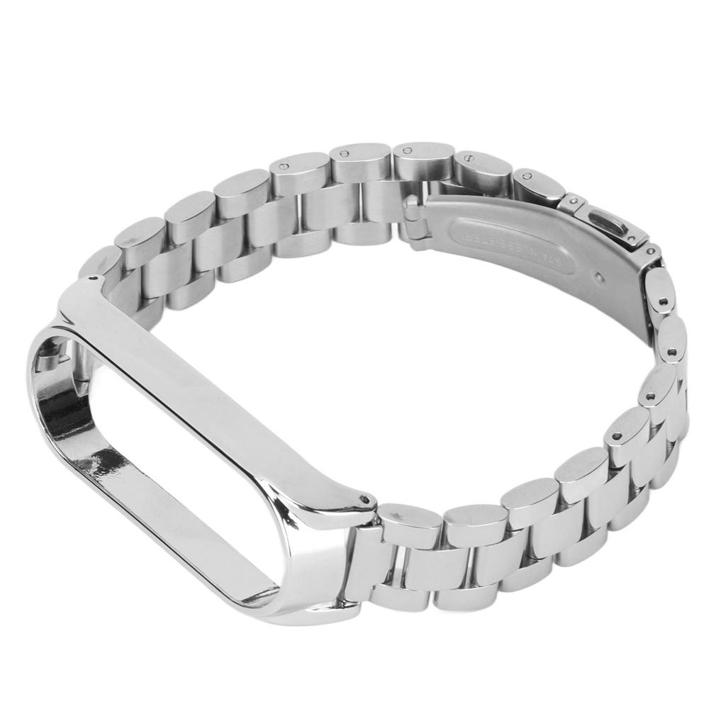 Smartwatch Wrist Band Strap Stainless Steel Anti Lost with Double Latch Folding Buckle for Mi Band 6Silver