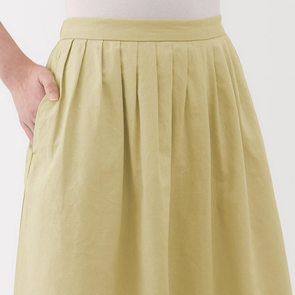 MUJI Women's Hemp Cotton Easy Long Skirt, BE1VBA5S, Yellow, Size L
