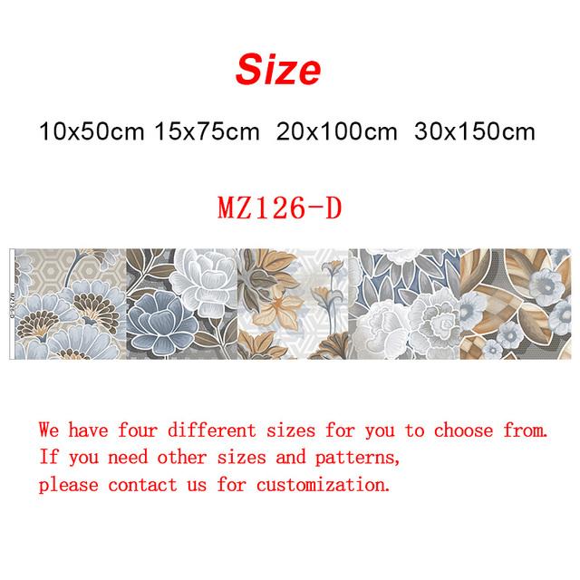 Flowers Pattern Strip Tiles Floor Wall Sticker Kitchen Bathroom Furniture Renovation Home Decor Wallpaper Peel & Stick Art Mural