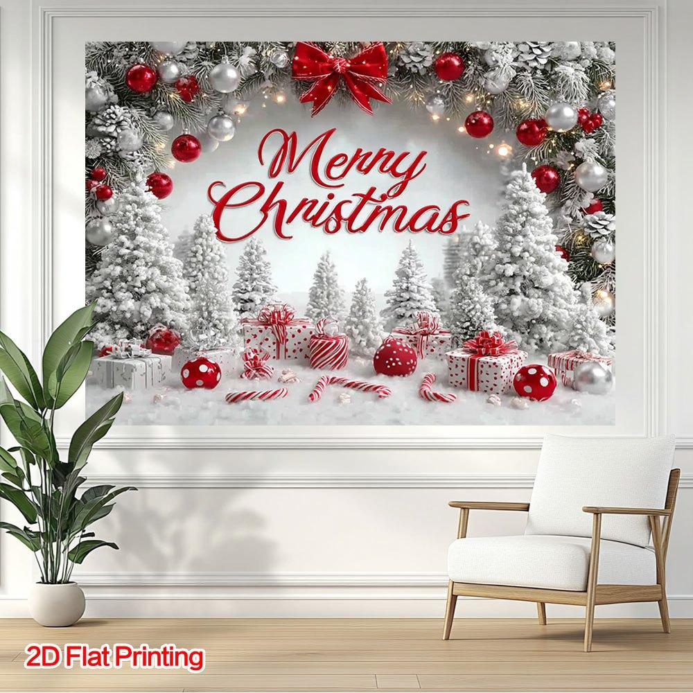 One 2D flat-printed Christmas holiday scene snow landscape decoration photography background.zyc