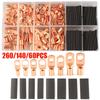 60/140/260CPS  Copper Ring Terminal Wire Crimp Connector Bare Cable Battery Terminals Soldered Connectors Kit