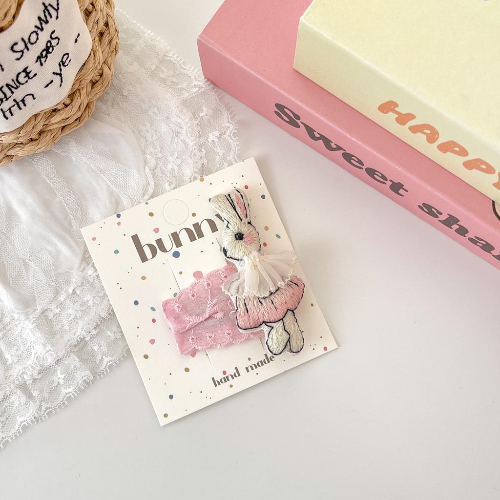 Мультяшные милые заколки для волос с кроликами, тканевые кружевные детские BB-заколки, заколки для волос для маленьких девочек, детские аксессуары для волос, головные уборы, зажимы для волос