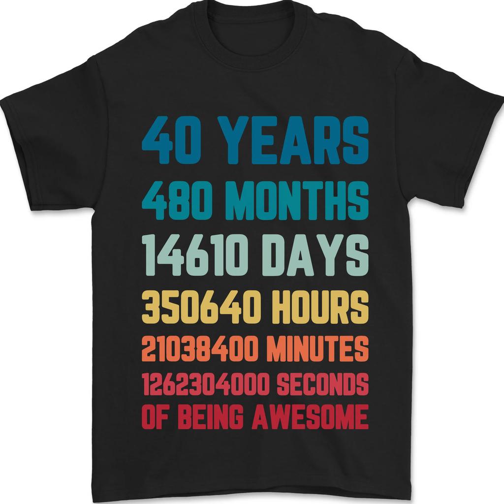40th Cumpleaños 40 Años Hombre Camiseta 100% de Algodón