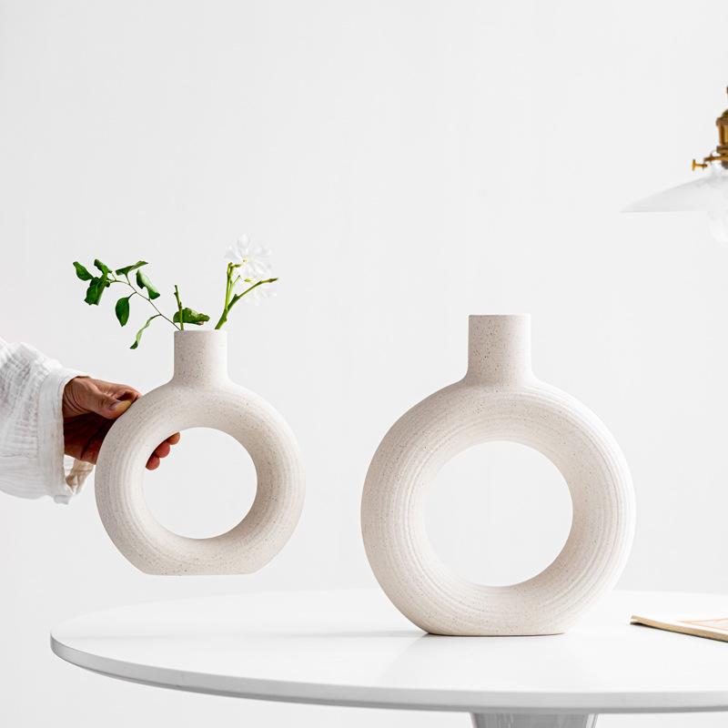Керамическая ваза для дома, элегантная и простая композиция из цветов, керамическое украшение в скандинавском стиле