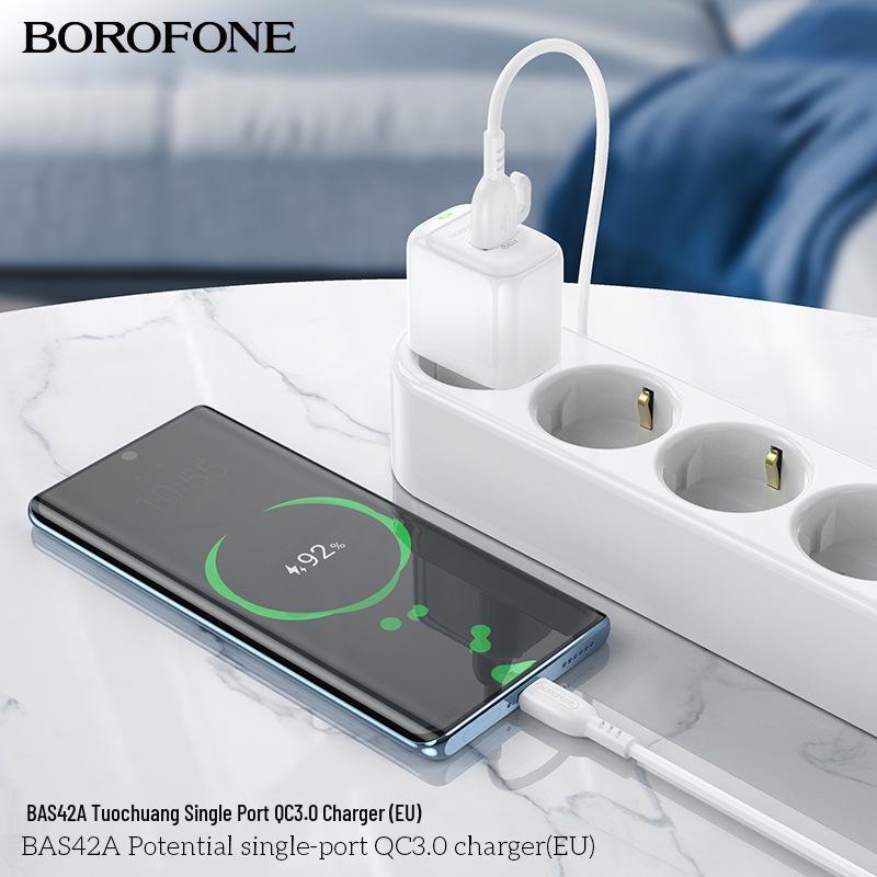 BAS42A QC3.0 18 В Европейское настенное зарядное устройство с кабелем Type-C для Android