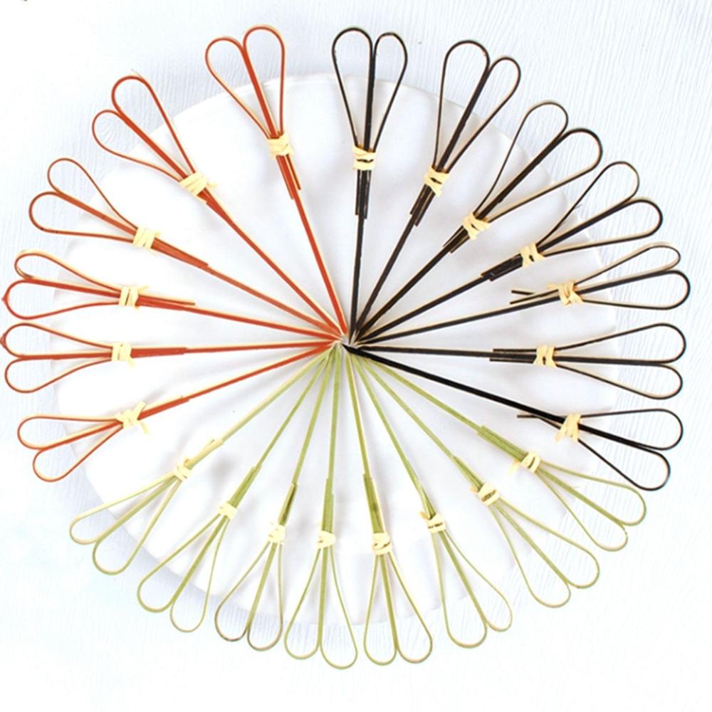 Barbeque Cocktail Bamboo Eco-friendly Decorative Scissor Shaped Toothpick Skewer Sticks Picks