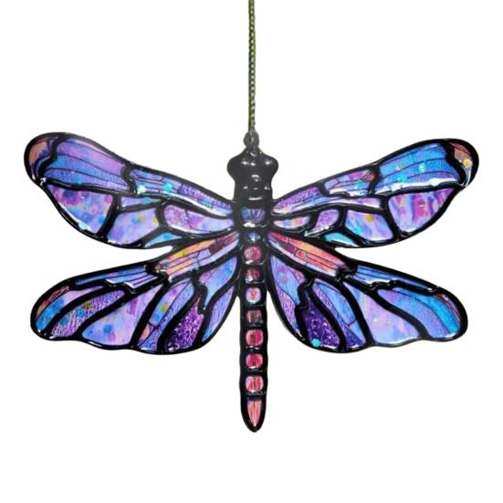 Yousheng Suncatcher Acrylic Stained Glass Effect Butterfly/Dragonfly/Fairy Ornament Window Hanging Decor Holiday Gift for Women Mom Grandma