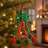 Purse Hanging Decoration Braided Rope Christmas Tree Charm, Xmas Keychain Pendant Phone with Pompoms, Handbag Backpack
