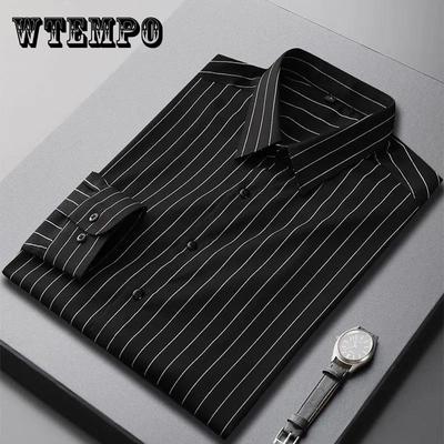 Весенние и осенние рубашки с длинными рукавами, серые полосатые рубашки, мужские деловые повседневные рубашки больших размеров, мужские облегающие рубашки без глажки