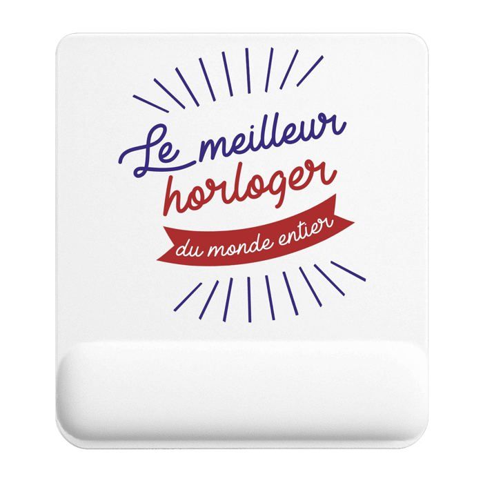 Tapis de souris - PLANETEE - Horloger Meilleur monde - Multicolore - 22x18 cm - Anti‑dérapant 3 mm