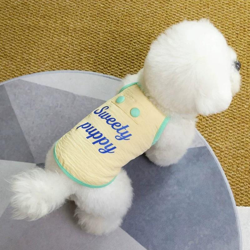 Summer Thin Pet Dog Vest Cute Soft Dog Clothes Letter Print Puppy Pullovers Fashion Cat Sling Shirt Pet Tank Top Bichon Outfits