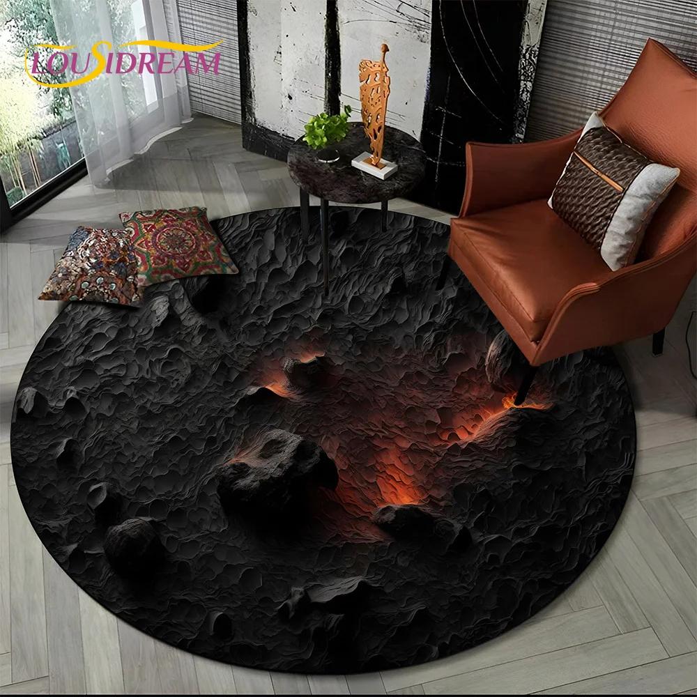 Последний 3D Иллюзия Вулкан Лава Магма Круглый Ковер Коврик для Гостиной Спальни Декор Дивана, Детский Ковер Нескользящий Напольный Коврик Подарок