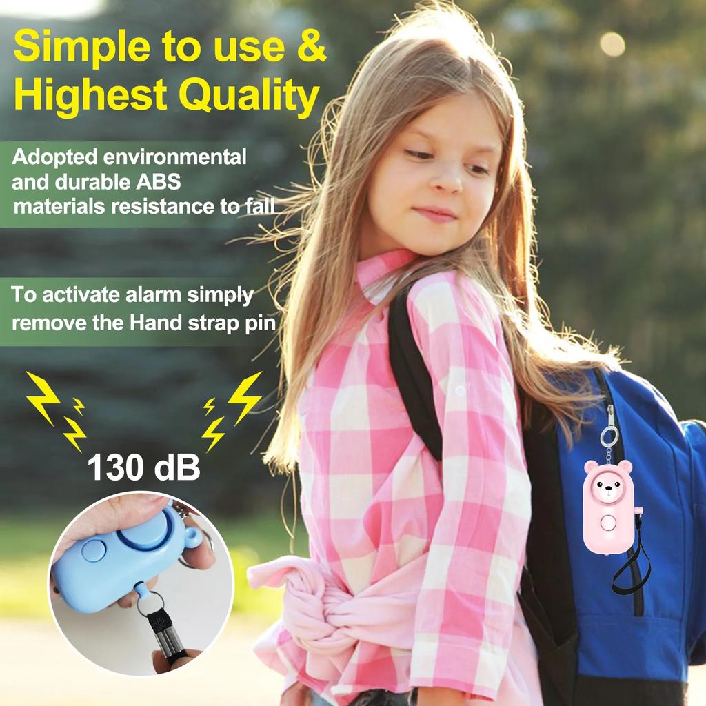 Аварийная сигнализация Bear Style, брелок для ключей, защитные устройства, 130 дБ, персональное сирена, кольцо со светодиодной подсветкой, сигнализация безопасности