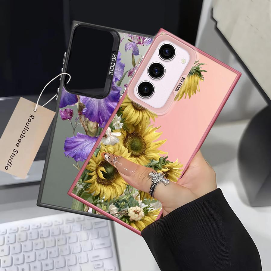 Модный Чехол-Бампер с Рисунком Подсолнуха для Samsung Galaxy S25 S22 S21 S23 Ultra Note 20 Ultra S24 FE S23 S20 Plus S25Edge