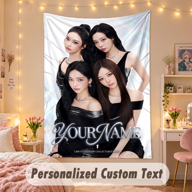 Custom Personalized Tapestry,aespa Print Custom Name Text Wall Art Hanging for Bedroom