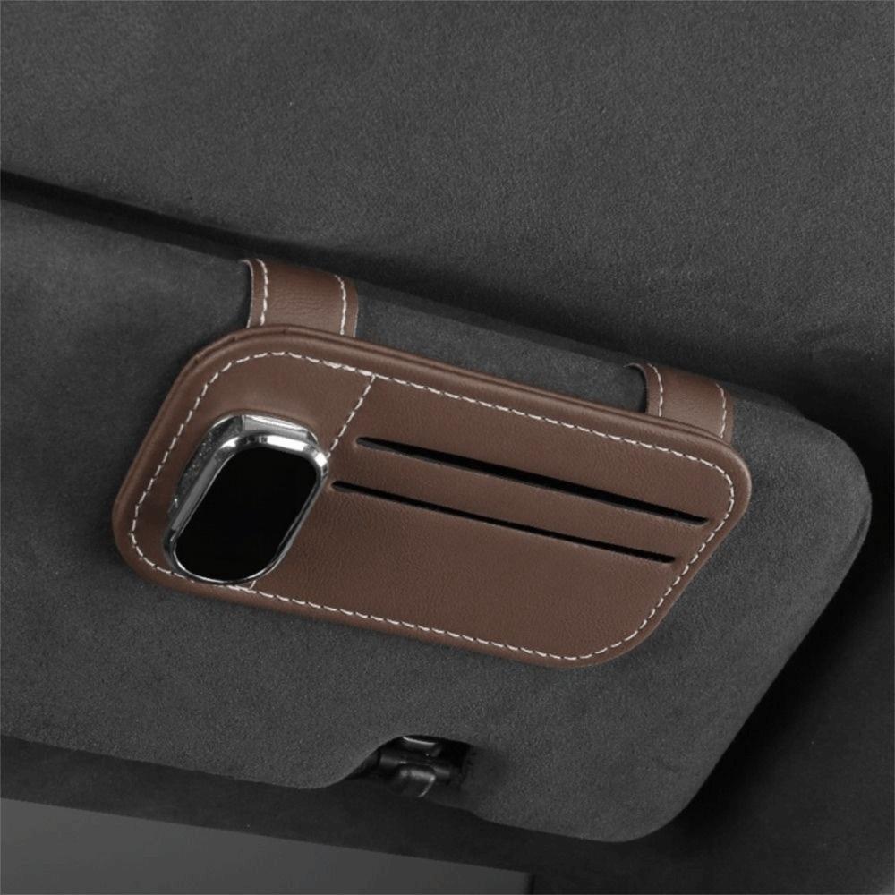 Anti-scratch Glasses Clip PU Leather Eyeglasses Hanger Sunglasses Holder Vehicle Accessories