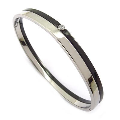 [K3372] - Серебристо-черный стальной браслет «Хореография»