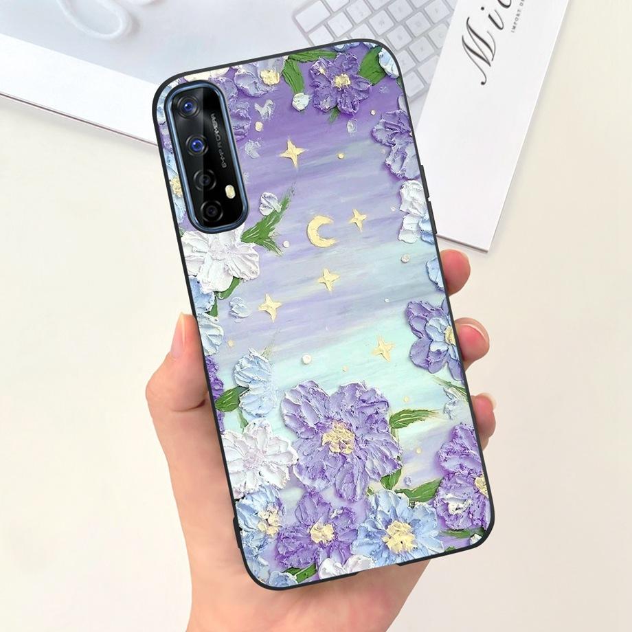 For Realme 7 4G Global Version Case Matte Liquid Silicone Bumper Shell For Realme7 RMX2155 Back Cover Lovely Cat Design Fundas