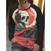 Men's Long-sleeved T-shirt 3D Printed High-definition Skull Stitching Printing Men's Autumn Tops Casual Round Neck Home Clothes