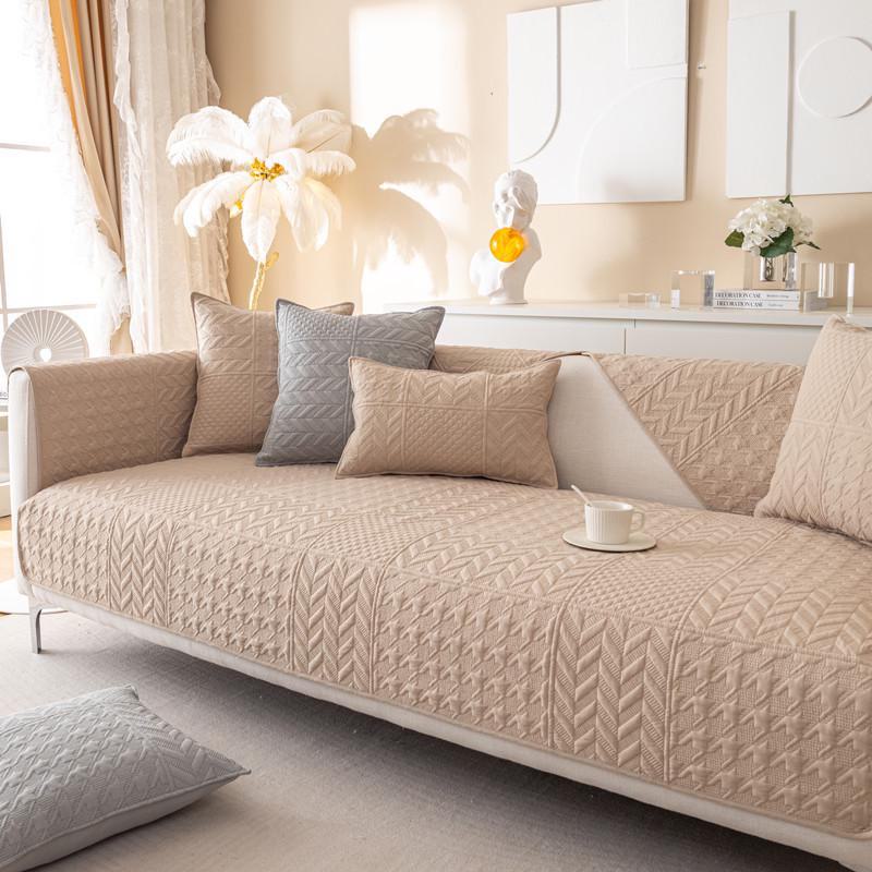 Подушка для дивана из отшлифованной ткани Nordic: Современный, нескользящий жаккардовый чехол, универсальный для всех сезонов