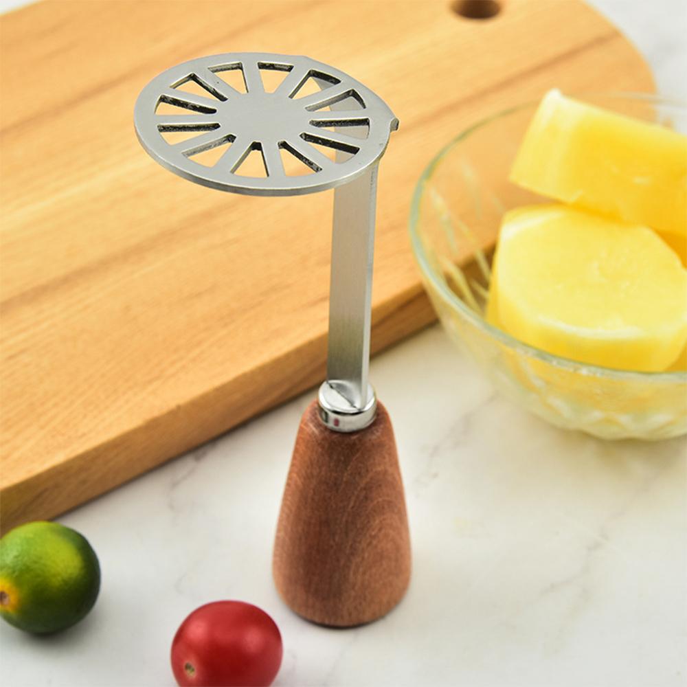 Mini Potato Masher with Wood Non Slip Handle,Stainless Steel Masher Kitchen Tool