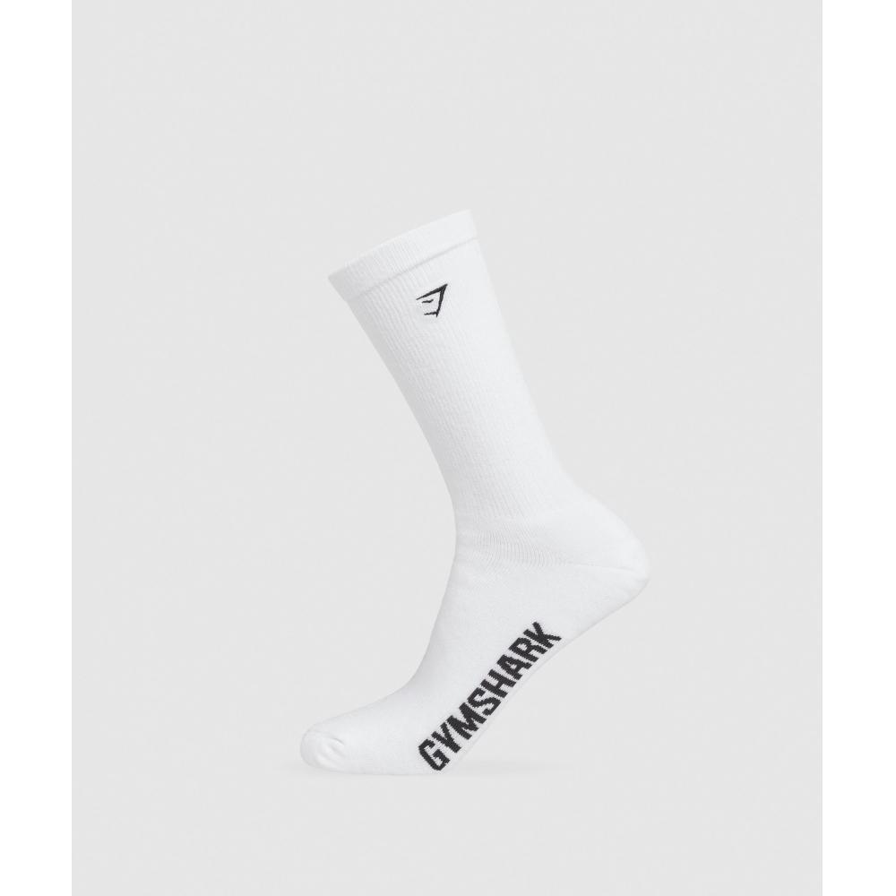 Gymshark Вышитые махровые одинарные носки белые I3a7v Wb57
