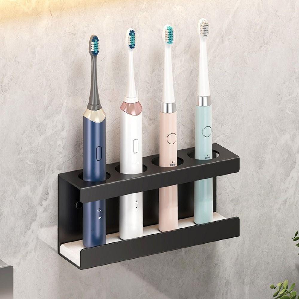 Space Saving 4-Slot Toothbrush Holder Wall Mounted Storage Rack Bathroom Organizer  for Bathroom