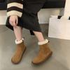 Suede Flat Women Snow Ankle Boots Designer Fur Short Plush Cotton Shoes 2025 Trend Warm Side Zipper Winter Snow Botas De Mujer