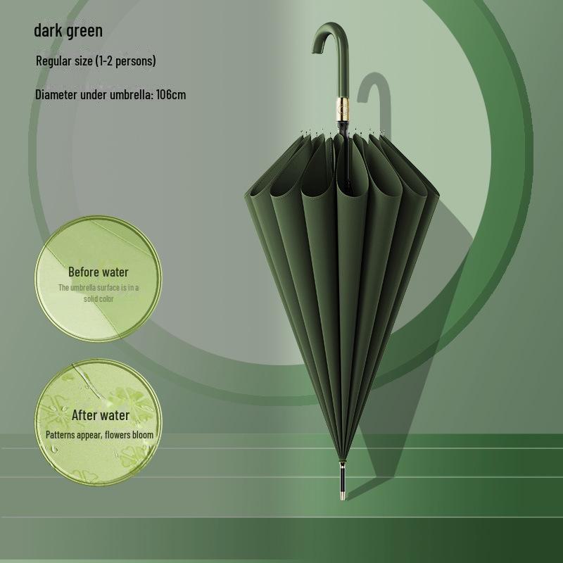 Водонепроницаемый автоматический зонт большого размера с 16 спицами и изогнутой ручкой для мужчин и женщин